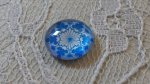 cabochon rond en verre 12mm fleur bleu 031 