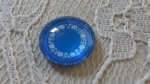 cabochon rond en verre 12mm fleur bleu 027 