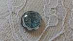 cabochon rond en verre 12mm fleur bleu 025 