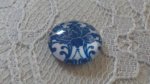 cabochon rond en verre 12mm fleur bleu 024 