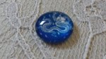 cabochon rond en verre 12mm fleur bleu 022 