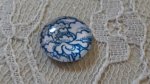 cabochon rond en verre 12mm fleur bleu 021 