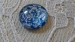 cabochon rond en verre 12mm fleur bleu 019 