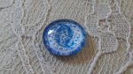 cabochon rond en verre 12mm fleur bleu 018 