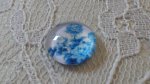 cabochon rond en verre 12mm fleur bleu 016 