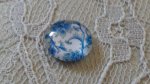 cabochon rond en verre 12mm fleur bleu 012 