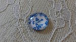 cabochon rond en verre 12mm fleur bleu 011 