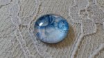 cabochon rond en verre 12mm fleur bleu 010 