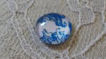 cabochon rond en verre 12mm fleur bleu 009 