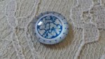 cabochon rond en verre 12mm fleur bleu 008 