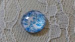 cabochon rond en verre 12mm fleur bleu 006 