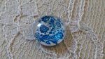 cabochon rond en verre 12mm fleur bleu 003 