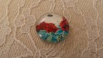 cabochon rond en verre 20mm fleur 01-047 