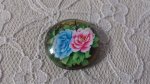 cabochon rond en verre 20mm fleur 01-016 