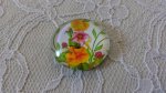 cabochon rond en verre 25mm fleur 01-028 