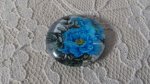 cabochon rond en verre 25mm fleur 01-015 