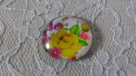 cabochon rond en verre 25mm fleur 01-002 