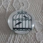 cabochon rond en verre 25mm oiseaux 002 