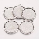 2 supports cabochons de 25mm argent, pendentifs cabochons 19AS-RS 