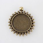 2 supports cabochons de 25mm bronze, pendentifs cabochons 84AB 