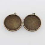 2 supports cabochons de 20mm bronze, pendentifs cabochons 41AB 