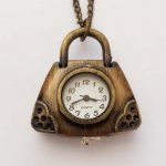 Montre Gousset Sac Bronze Antique avec Chaîne