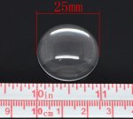 10 Cabochons Ronds 25 mm en verre loupe transparent N°11 standard