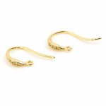 Support boucle d'oreille N°33 Hameçon plaqué Or 18K et Strass Transparent