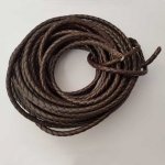 1 mètre Cordon rond cuir tressé Marron 5 mm