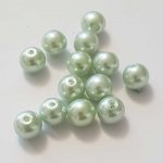 Perle ronde verre effet nacré vert 10 mm N°01