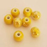 Perle ronde céramique jaune 12 mm N°01