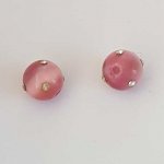 Perle ronde verre œil de chat rose et strass 10 mm N°01