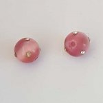 Perle ronde verre œil de chat rose et strass 10 mm N°01
