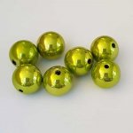 Perle ronde plastique brillante vert 12 mm N°004