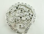 Perle carré charms alphabet N°01 lettre A métal argenté 7x7 mm
