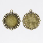 2 supports cabochons de 20mm bronze, pendentifs cabochons X0013