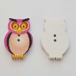 Bouton bois Chouette Rose N°01