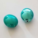 Perle Brillante Ovale Plate Turquoise 23 mm