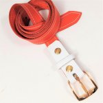 ceinture bicolore ecuir de vachette rouge/blanc.