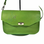 Sac 'baguette' cuir de vachette lisse coloris vert