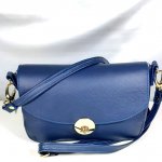 Sac baguette cuir bleu marine