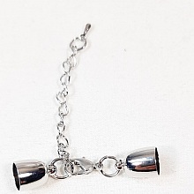 Apprêt bijoux: fermoir mousqueton avec embouts cloches