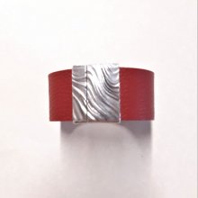 Bracelet cuir vachette rouge fermoir magnétique
