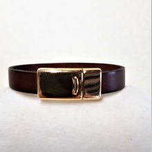 Bracelet cuir vachette marron fermoir magnétique