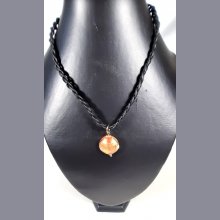 Collier cuir et médaillon verre de Murano