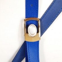 Ceinture pour Elle, cuir de vachette grainé tannage minéral bleu