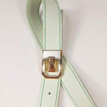 Ceinture pour Elle, cuir de vachette grainé tannage minéral vert