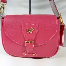 Sac en cuir de vachette grainé coloris rose fuchsia