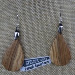 boucles d'oreilles grande goutte en chêne bijoux éthique en bois, bijou nature ciré, fait main