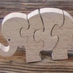 elephant puzzle 4 pieces hetre massif, fait main, animaux savane